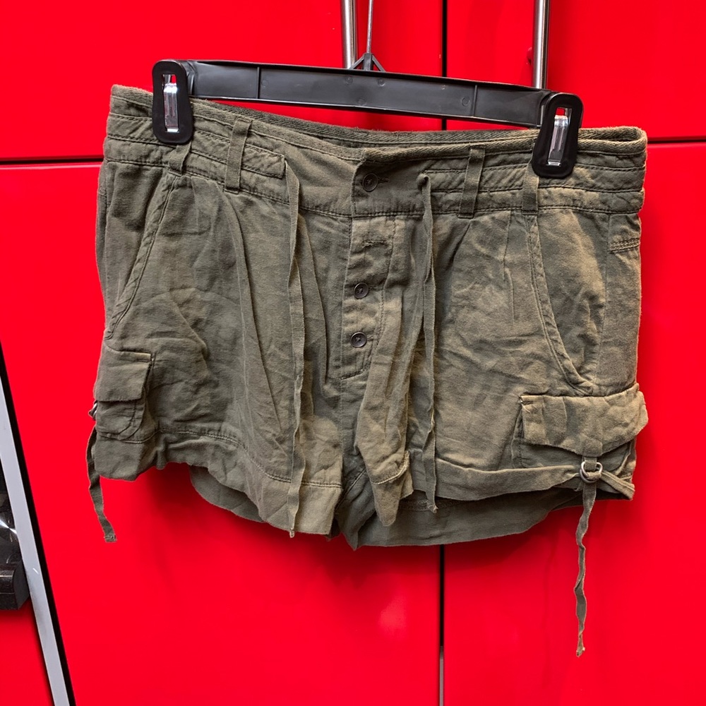 Olive linen shorts